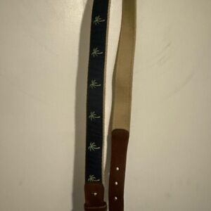 Tommy Hilfiger Palm Tree Embroidered Genuine Leather Belt